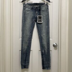 Vintage Bebe Charlotte Skinny Jeans‎ Oasis Low Rise Y2K Distressed NWT Sz 28